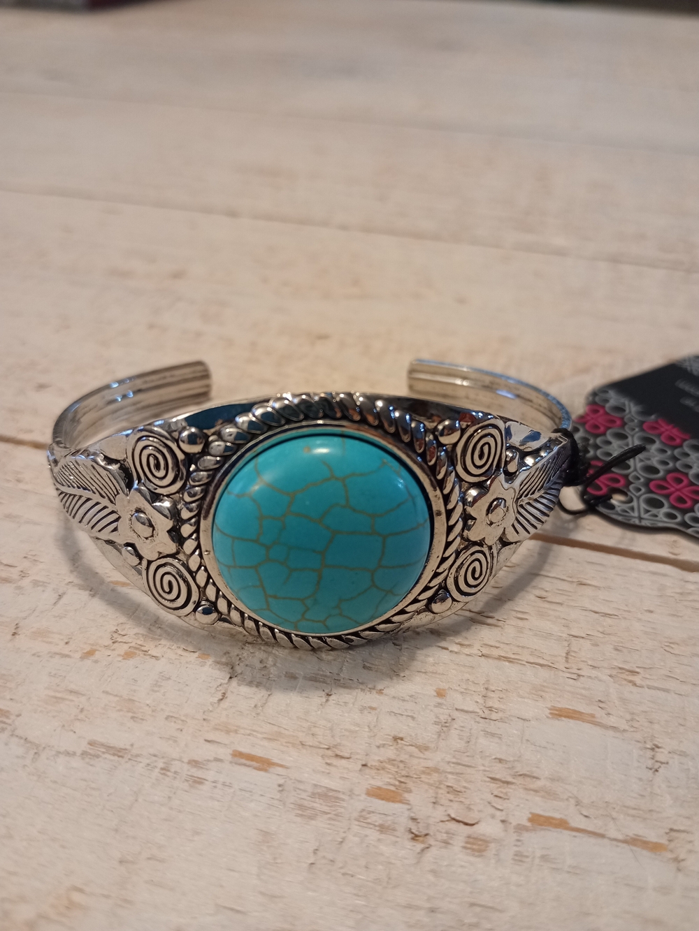 paparazzi Faux Turquoise Stone Silver-Tone Cuff Bracelet